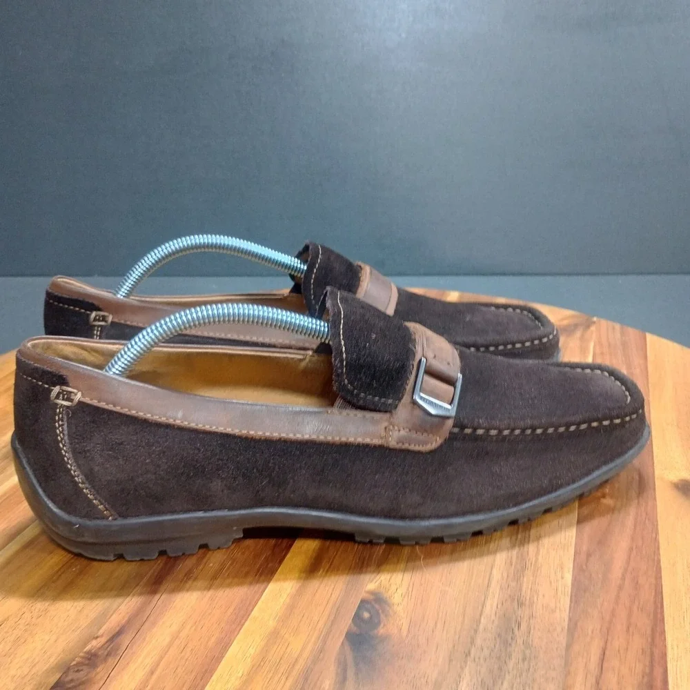 Florsheim Comfortech Driving Loafers Mens Sz 9.5 D Moc Brown Suede Leather Strap